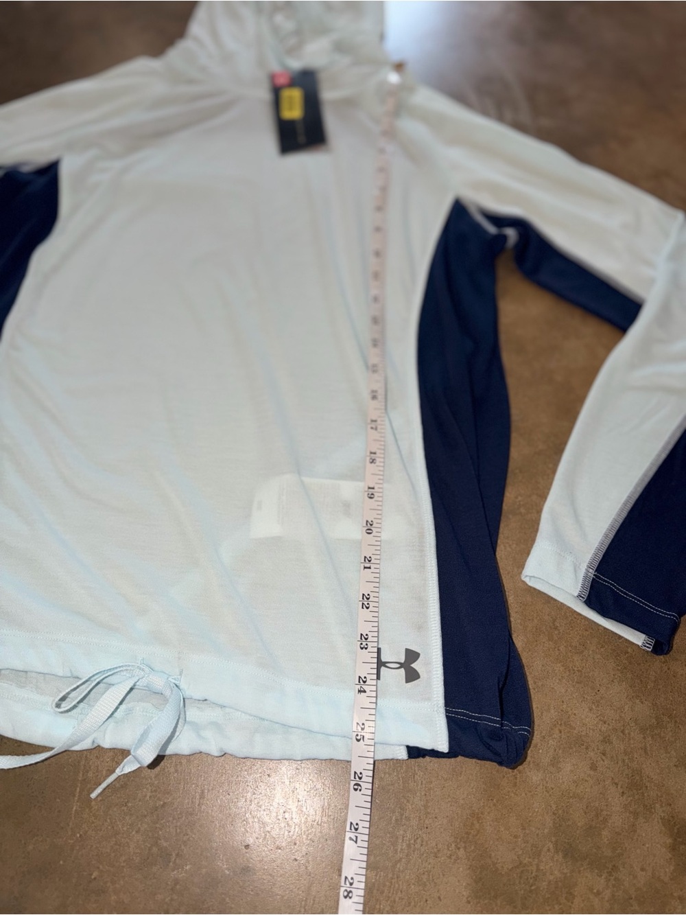 NWT Under Armour Threadborne HeatGear Hoodie Aqua Navy Women’s Large - Picture 6 of 11